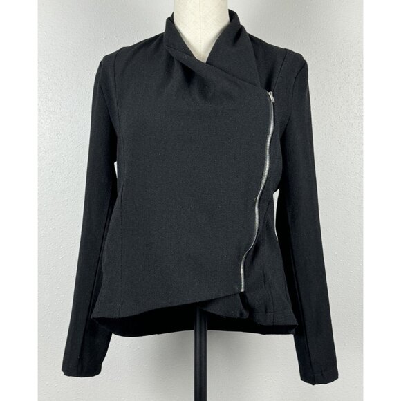 Elodie Jackets & Blazers - Elodie Womens Size M Black Shacket Asymmetrical Zip Front Jacket Blazer